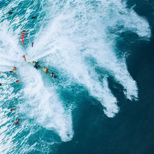 Image similar to ! dream limbus with a horde of office managers attacking the ocean, 4 k, high resolution, still, landscape, hd, dslr, hystoric photo, hyper realistic