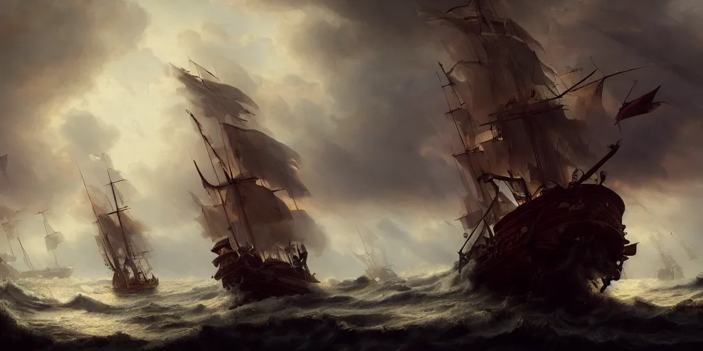 Image similar to a pirate ship from 1 7 0 0 s in the middle of a storm, extremely detailed digital painting, in the style of fenghua zhong and ruan jia and jeremy lipking and peter mohrbacher, mystical colors, rim light, beautiful lighting, 8 k, stunning scene, raytracing, octane, trending on artstation
