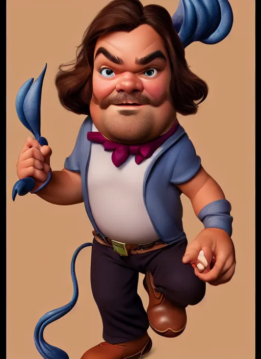 Prompt: disney character jack black, professionally retouched, muted colors, soft lighting, realistic, smooth face, full body shot, striking eyes, sharp focus on eyes, 8 k, high definition, insanely detailed, intricate, elegant, art by j scott campbell and artgerm