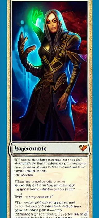 Image similar to magic the gathering card with comprehensible text