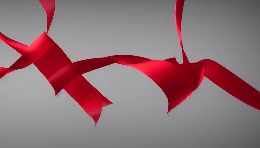 Prompt: red ribbons floating, cloth simulation, photorealistic rendering, volumetric lighting, octane, redshift, 4 k