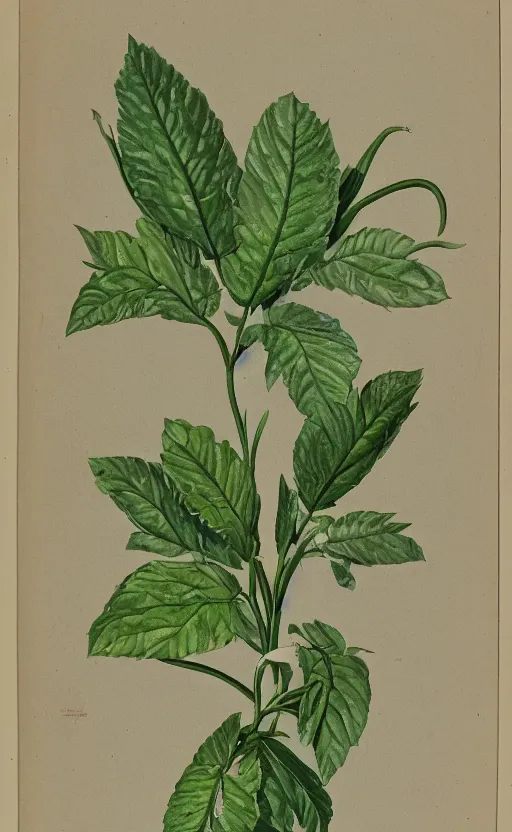 Image similar to botanical illustration of a schafugnan, a green plant with eyeballs instead of flowers