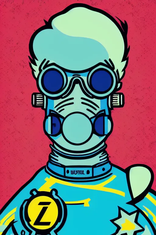 Image similar to fallout 7 6 retro futurist illustration art by butcher billy, sticker, colorful, illustration, highly detailed, simple, smooth and clean vector curves, no jagged lines, vector art, smooth andy warhol style