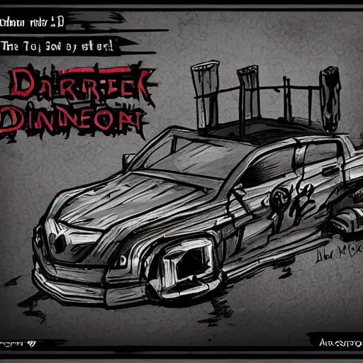 Image similar to darkest dungeon art style car concept