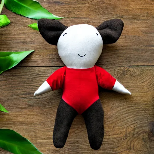 Image similar to a happy dear plush doll with forest background