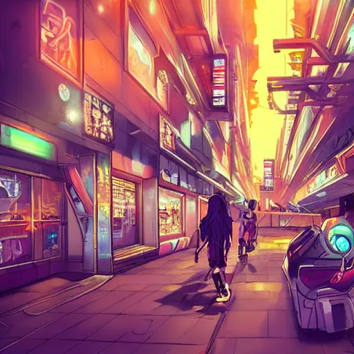 Prompt: beautiful anime graffiti on a wall in a cyberpunk city, happy mood, futuristic, neon, high detail, golden light, realistic