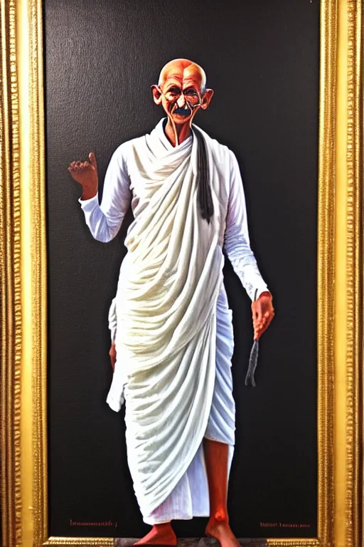 Image similar to full body portrait of donald trump as mahatma gandhi, oil on canvas by william sidney mount, hindu art, great soul, irish folk, trending on artstation