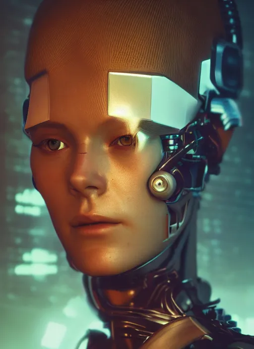 Prompt: a portrait of a cyberpunk female cyborg by alexandre cabanel, scifi, cyberpunk, dark lighting, bladerunner, smooth, octane render