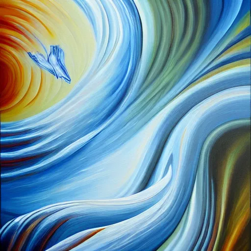 Image similar to a painting of the flow of time!! reversing at the moment of the death!, oil painting, a sense of wonder, a sense of awe, inspiring, majestic