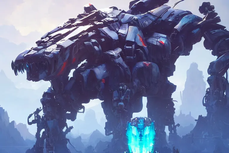 Image similar to sawtooth machine mecha animal beast robot of horizon forbidden west horizon zero dawn bioluminiscence, behance hd by jesper ejsing, by rhads, makoto shinkai and lois van baarle, ilya kuvshinov, rossdraws global illumination