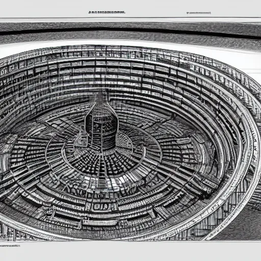 Prompt: hyper detailed architectural drawing of a panopticon