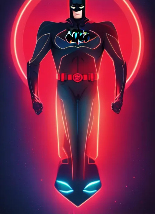 Image similar to symmetry!! portrait of batman beyond, sci - fi, tech wear, glowing lights!! intricate, elegant, highly detailed, digital painting, artstation, concept art, smooth, sharp focus, illustration, art by artgerm and greg rutkowski and alphonse mucha