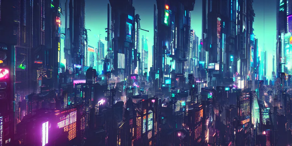 cyberpunk city, 4 k resolution, ultra wide angle,, Stable Diffusion