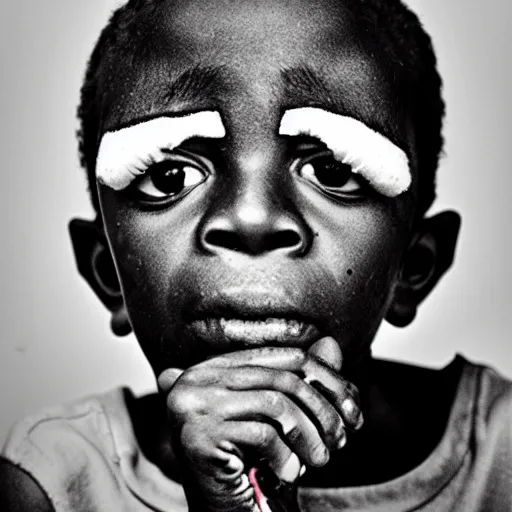 Image similar to an african boy from the movie tank girl, by jamie hewlett and sawoozer and roger ballen,