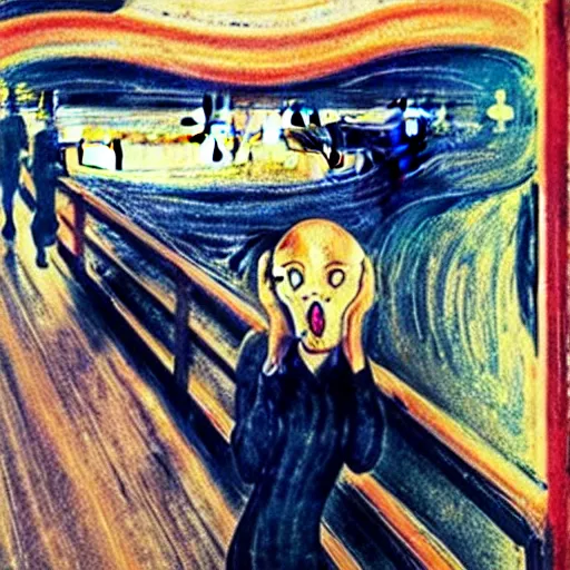 Image similar to anime girl in the scream painting by edvard munch