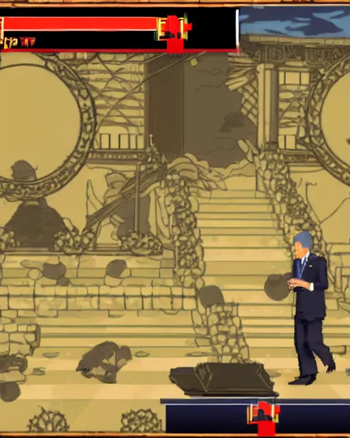 Image similar to Joe Biden in Genshin Impact, gameplay screenshot, mid-shot