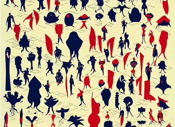 Image similar to character shape design exploration silhouettes of a dastardly wicked tyrannical king, minimalist mixed media layout from masaaki yuasa ( 1 9 9 7 )