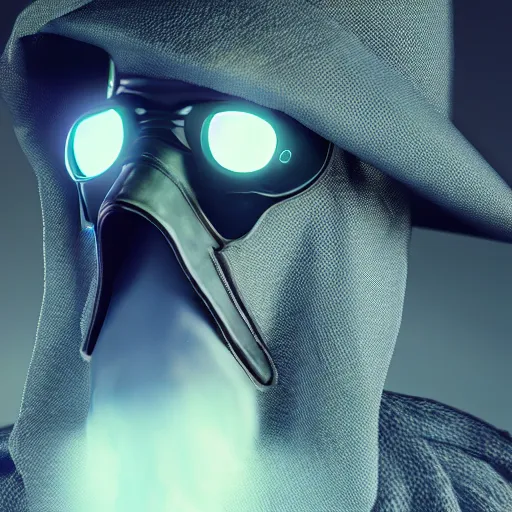 Prompt: cyberpunk plague doctor, digital art, studio, trending on artstation, octane render