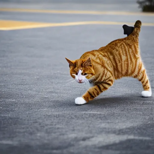 Image similar to dslr professional photo of cat skateboarding, 4 k, high detail