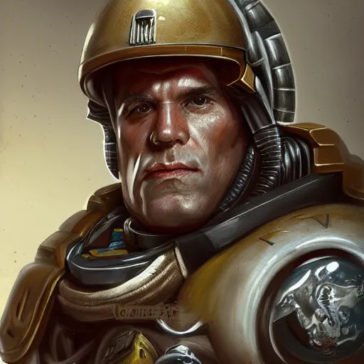 Prompt: portrait of space marine sergeant, realistic, artstation