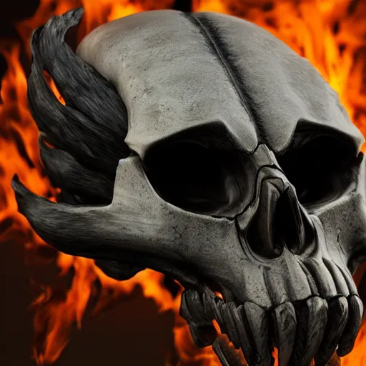 Image similar to the predator skull made from fire, ghibli, unreal 5, DAZ, hyperrealistic, octane render, dynamic lighting, digital art