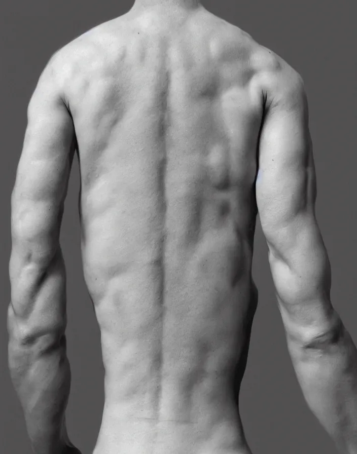 Prompt: a photo of a back with strong scoliosis, photorealistic, ultra detailed,