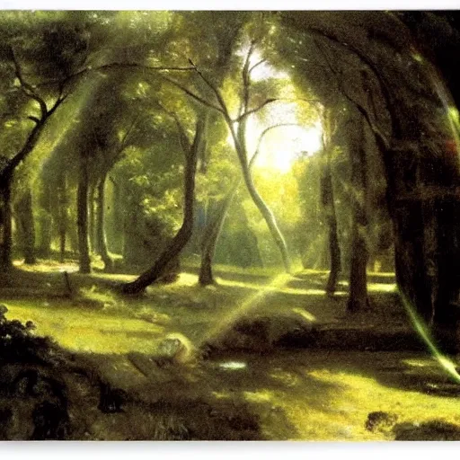 Image similar to rays of light diffracted through prism, by camille corot