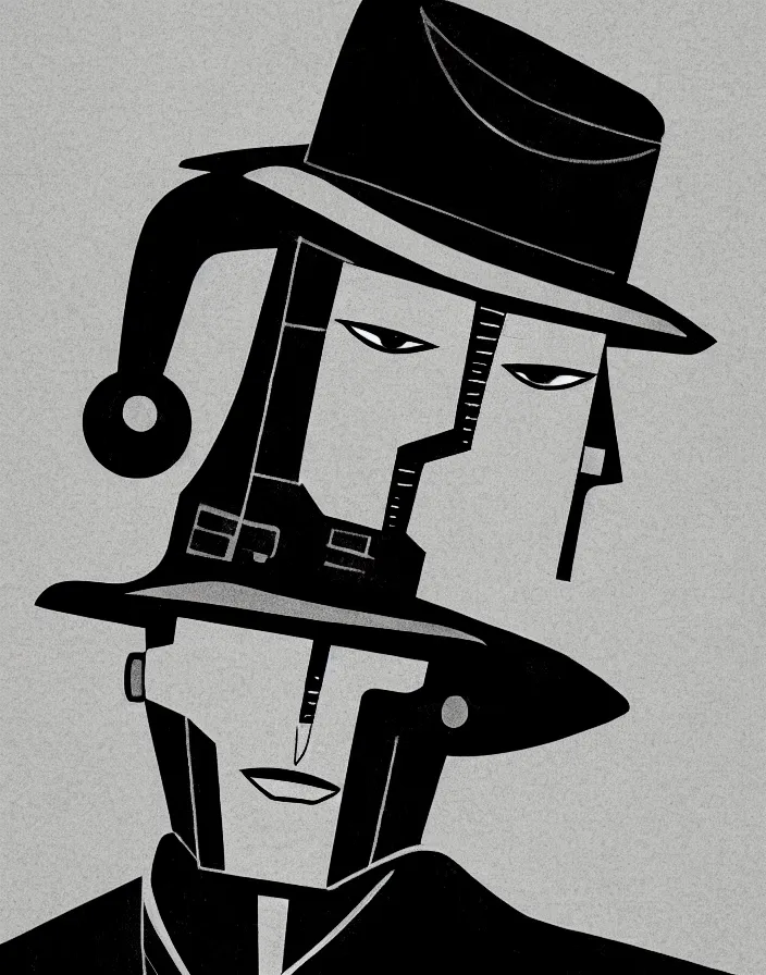 Image similar to portrait of noir robot detective