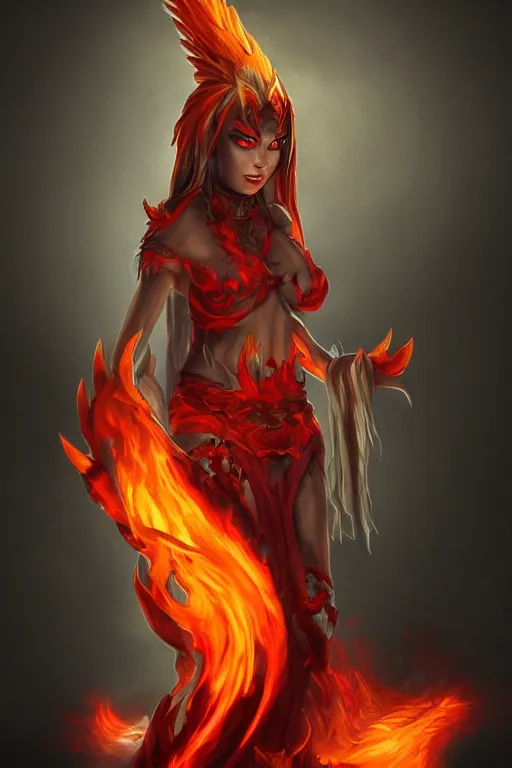 Prompt: fire elemental myrmidon blessed by the long - tailed widowbird, art by stephen fabian and chris achilleos, trending on artstation, portrait,