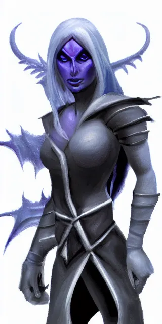 Image similar to D&D style drow fighter, photorealistic