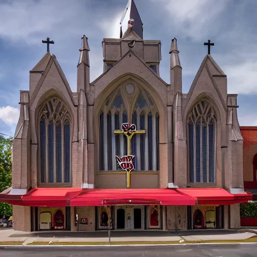 Image similar to exterior of Chuck E. Cheese historic cathedral