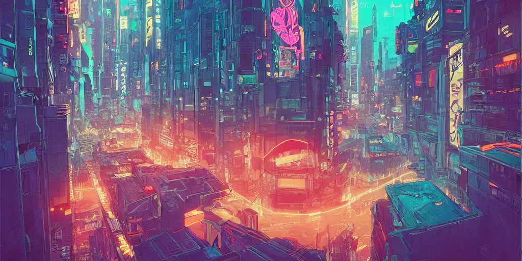 Image similar to a study of cell shaded cartoon of a blade runner 2 0 7 7 style city, illustration, strong colors, neon advertisements, concept art by josan gonzales and wlop, by james jean, victo ngai, david rubin, mike mignola, laurie greasley, highly detailed, sharp focus, trending on artstation, hq, deviantart, art by artgem