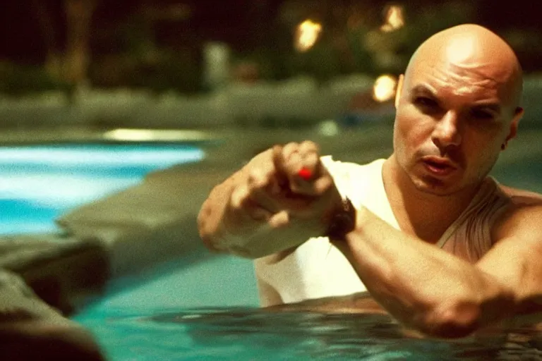 Prompt: pitbull throwing rocks into a pool of translucent goo, over the shoulder perspective, in 1 9 8 5, y 2 k cybercore, industrial low - light photography, still from a kiyoshi kurosawa movie