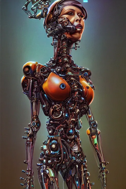 Image similar to portrait of a cyborg woman by Roger Dean, biomechanical, hyper detailled, trending on artstation