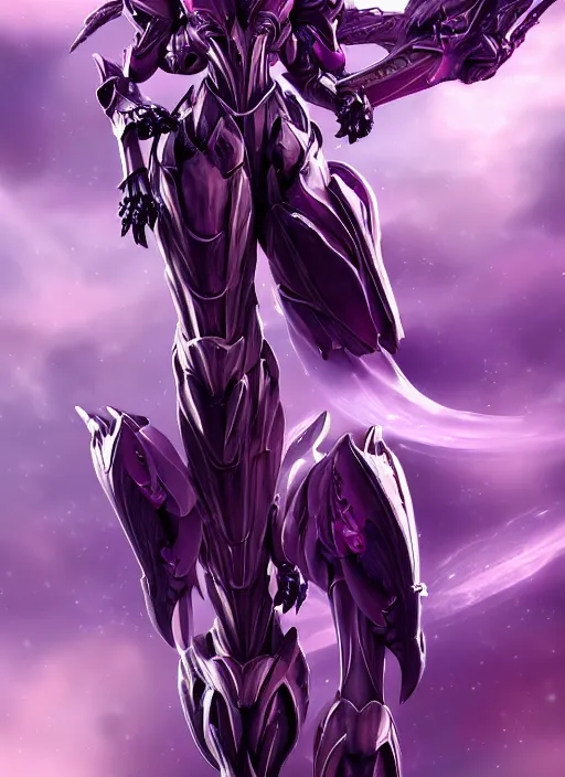 Image similar to close, hyperdetailed elegant beautiful stunning giantess anthropomorphic mecha hot female dragon goddess, sharp spines, sharp metal ears, smooth purple eyes, smooth fuschia skin, silver armor, bigger than galaxy, epic proportions, epic scale, macro giantess, warframe, destiny, furry, dragon art, goddess art, giantess art, furaffinity, octane