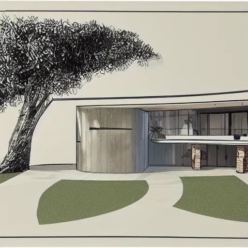 Image similar to an architectural drawing of a house by an innovative and cutting edge artist