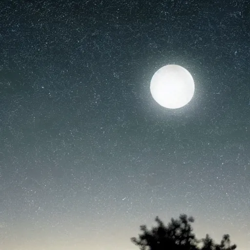 Prompt: a photo of the night sky with a lot of stars and a beautiful landscape and the moon in the background, telephoto photography