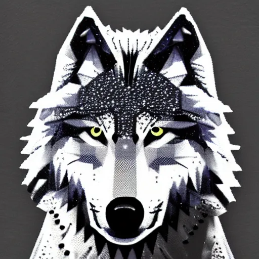 Image similar to wolf made of diamond