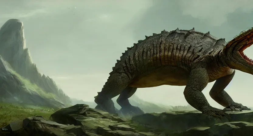 Image similar to a giant reptile with a disc shaped mouth that eats rocks, concept art by doug chiang cinematic, realistic painting, high definition, digital art, symmetrical, very detailed, extremely high detail, photo realistic, concept art, unreal engine 5,