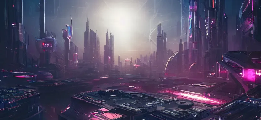 Prompt: a futuristic city in space, cyberpunk, by juan ortiz 8k,