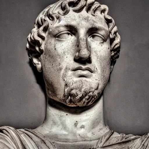 Prompt: photo portrait ancient rome's julius cesar wide angle lense dramatic lighting