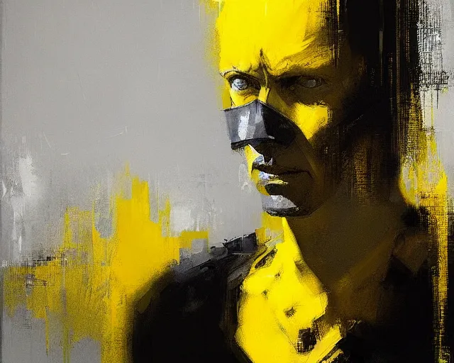 Image similar to portrait of beavis in shades of grey but with yellow by jeremy mann