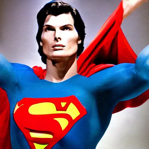 Prompt: portrait of christopher reeve metallo , color high quality sharp photography