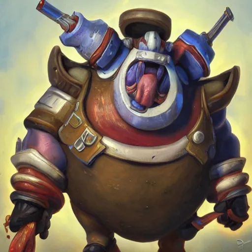 Image similar to roadhog from activision blizzard’s overwatch video game, oil painting by Leonardo divinci