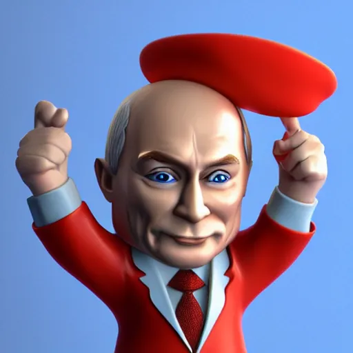 Image similar to Vladimir Putin amiibo, 8k, raytracing, cartoon, blender render, unreal 6