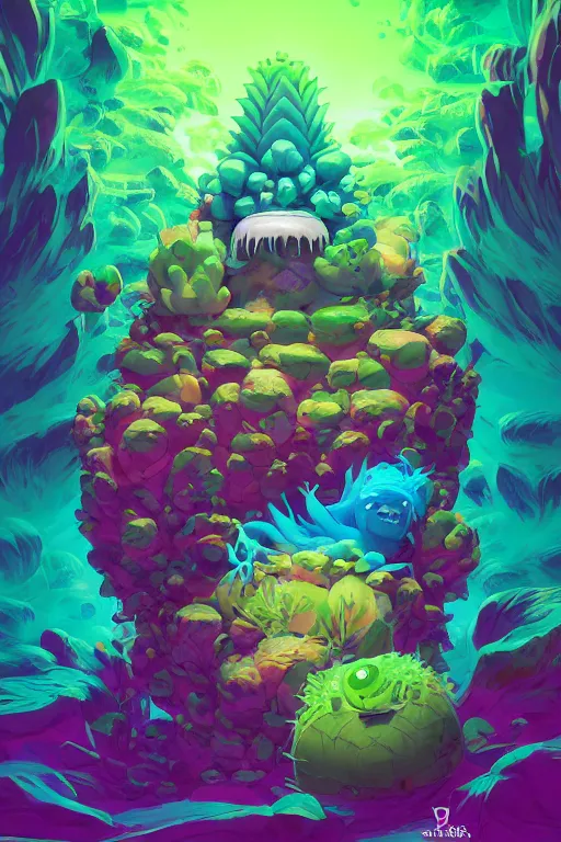 Image similar to roots cactus sushi cristal smurf ghost creature animal sushi cristal very big eye roots cactus elemental flush of force nature micro world fluo fishscale, behance hd by jesper ejsing, by rhads, makoto shinkai and lois van baarle, ilya kuvshinov, rossdraws radiating a glowing aura global illumination ray tracing hdr