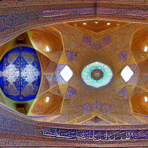 Image similar to equirectangular view of the nasir al - mulk mosque in iran, 4 k