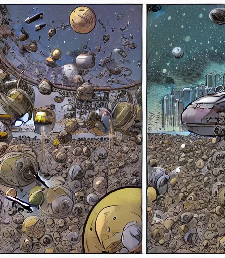 Image similar to Multiverse deep space settlement by Geoff Darrow