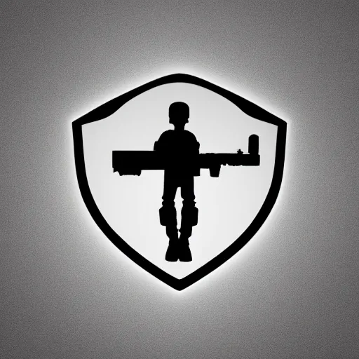 Prompt: hyper minimalist insignia logo of a future military faction with a ghostly man and a sniper rifle