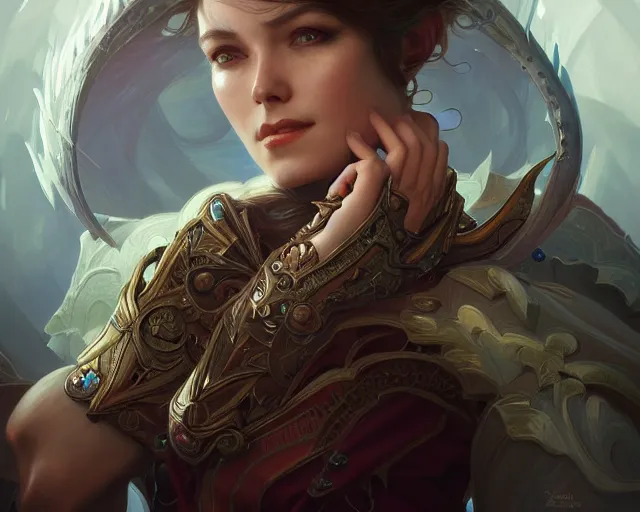 Image similar to photography of gwenda morgan, deep focus, d & d, fantasy, intricate, elegant, highly detailed, digital painting, artstation, concept art, matte, sharp focus, illustration, hearthstone, art by artgerm and greg rutkowski and alphonse mucha